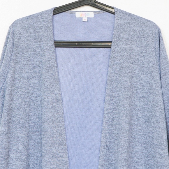 LuLaRoe Sarah Heather Blue Knit Duster Pockets - Picture 2 of 6